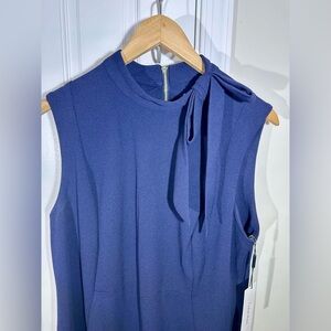 NWT Calvin Klein Sleeveless Bow Mock Neck Crepe Sheath Dress Size 18W